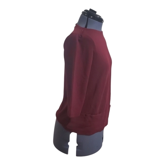 J. Jill Ponte 3/4 Sleeve Top Burgundy Red Size Small - Picture 3 of 6